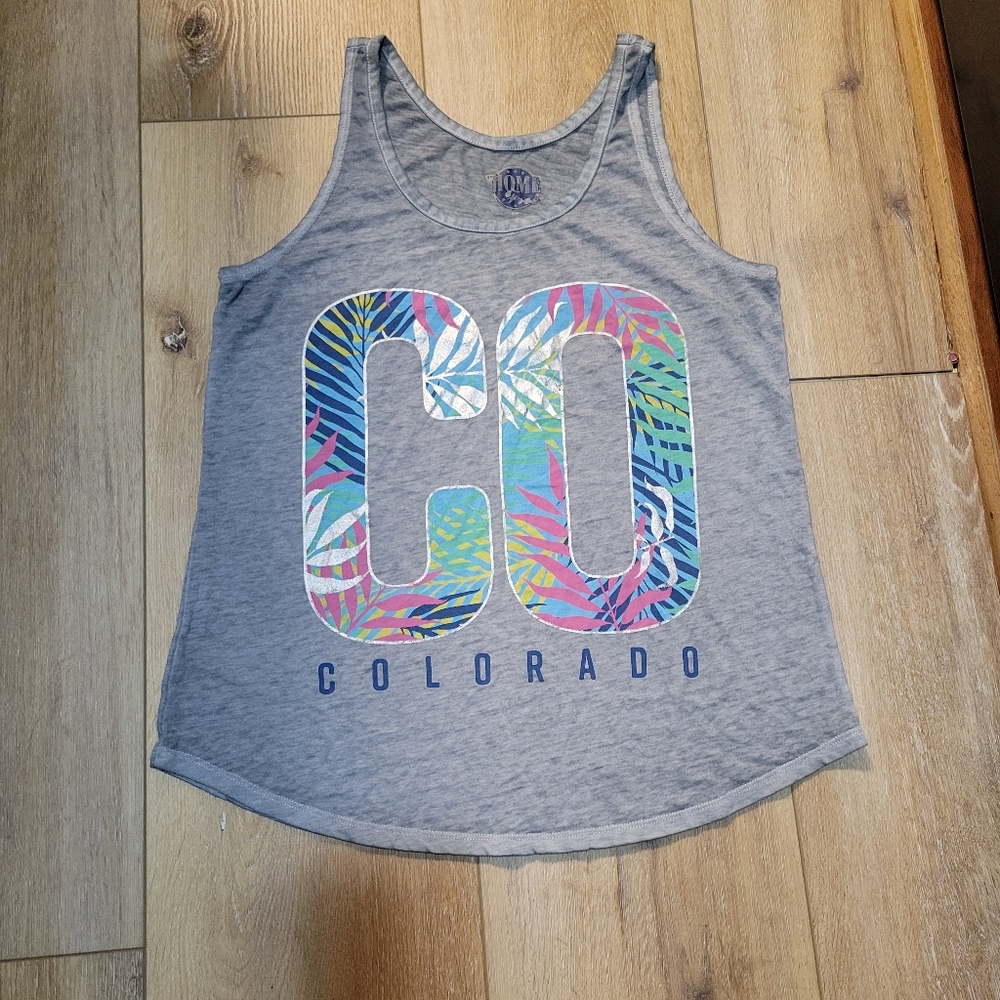 Home Free Gray Colorado Graphic Tank Top Size M